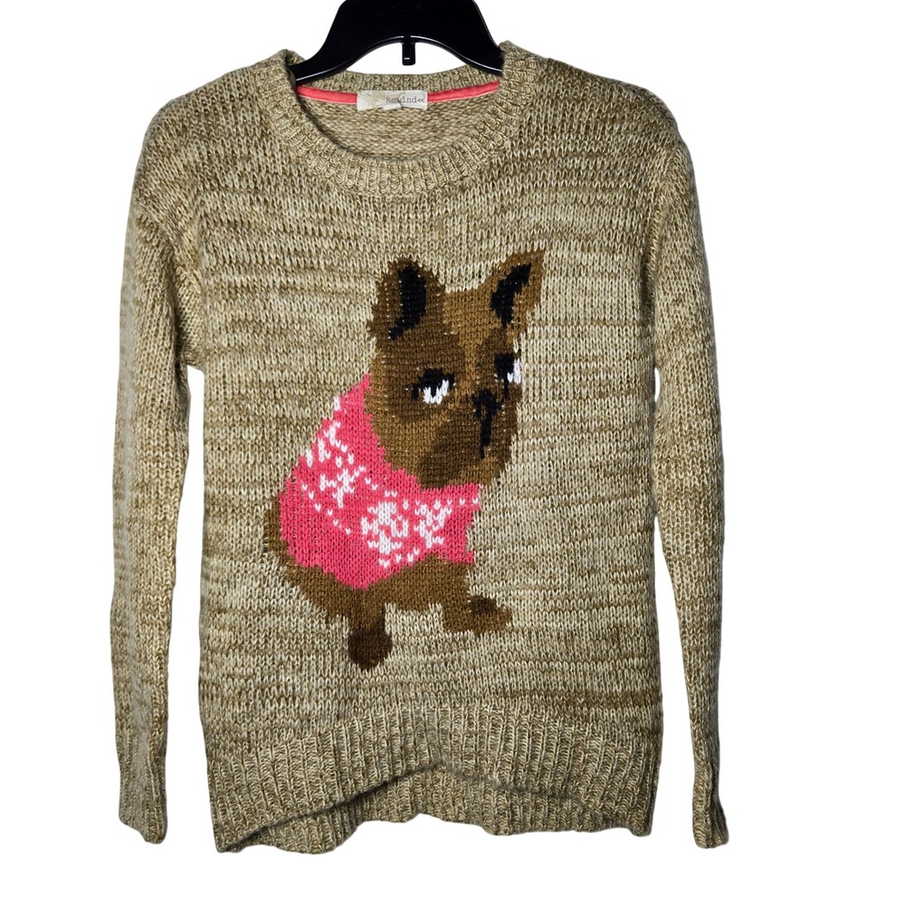 Rewind Womens French Bulldog Dog Sweater Size XS Knit Winter Cozy Frenchie Comfy